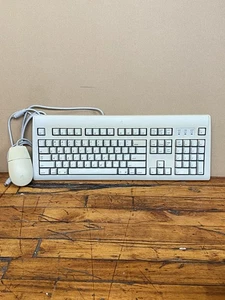 Vintage Apple Design Keyboard M2980 and Desktop Bus Mouse M2706 Beige Untested - Picture 1 of 11