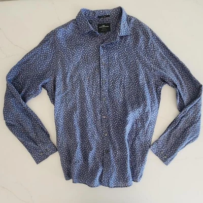 Linen RODD & GUNN Sz XL Blue AOP Floral Sports Fit Shirt Long Sleeve Button Down - Image 1 of 4
