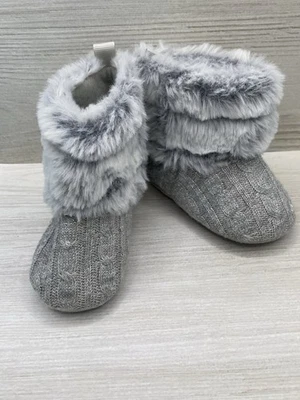 Stepping Stones Baby Boots 6-9 Months Grey Faux Fur - Image 1 of 4