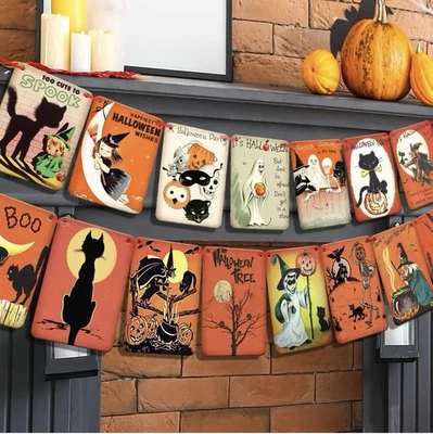 Banner de calabaza estilo victoriano decoraciones vintage de Halloween Foto 1 de 4