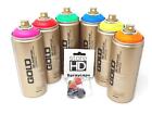 Montana Gold Spray Cans Set, 6 Neon Colors + 10 Replacement Spray Heads - 6 x 400ml