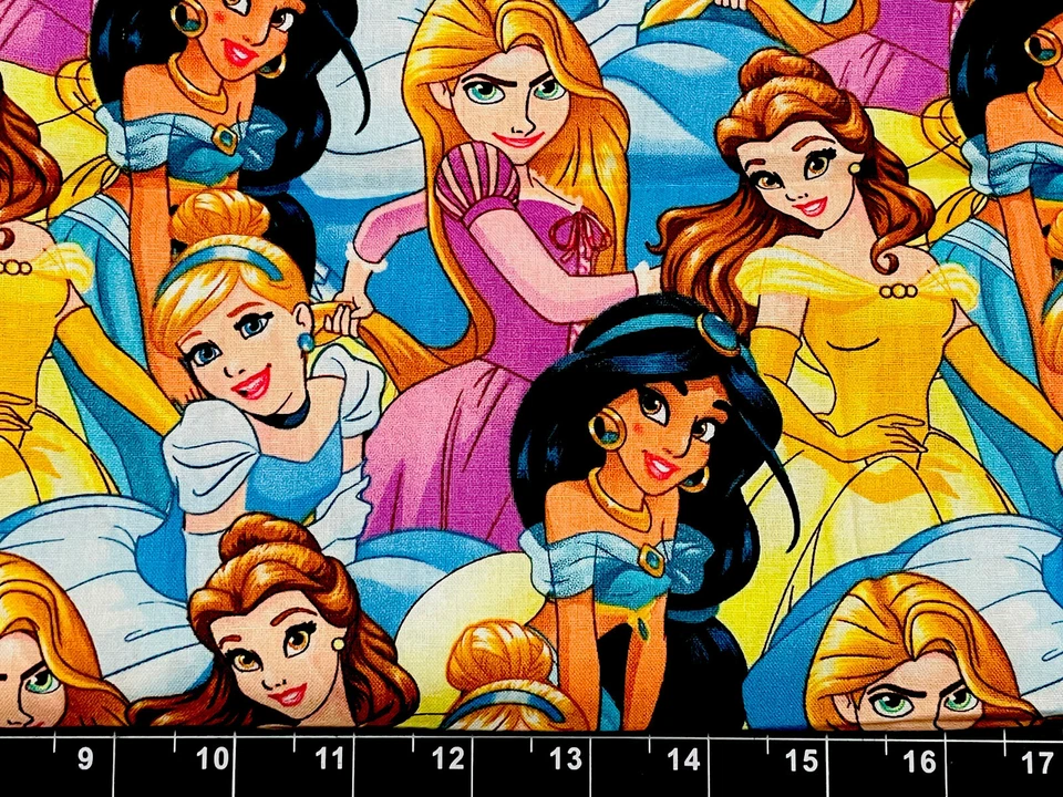 Tina SCRAP 9"x21" Princess Cinderella Bell Jasmin Rapunzel Disney Cotton Fabric - Image 1 of 1