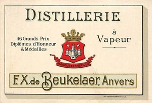 Label Wine Licor Destilería 46 Grand Prix a Vapor F X Beukelaer Amberes - Imagen 1 de 2