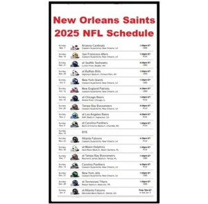 New Orleans Saints 2025 NFL Football Schedule Refrigerator Magnet 4 by 6 inch - Picture 1 of 1