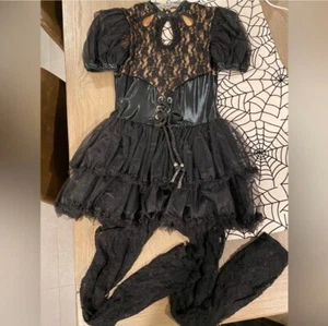 Fun Sexy Black Lace, Faux Leather Costume! Dance /Theatre/Cosplay! - Picture 1 of 10