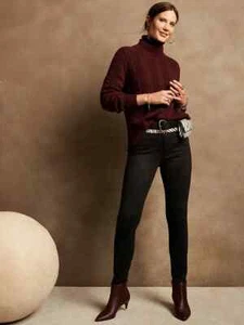 Banana Republic High-Rise Soft Stretch Vegan Suede Skinny Jeans 20 TALL-BLACK - Picture 1 of 2
