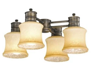 Parisian Bronze and Brushed Cognac Glass Fan Light Kit - Picture 1 of 1