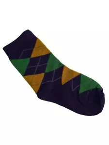 Calcetines de arlequín Mardi Gras púrpura verde amarillo para bebé niño pequeño - Imagen 1 de 2