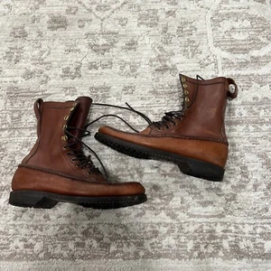 Vintage Gro-Cord Brown Leather Lace Up King-B 10” Dress Boots Moccasin 10.5D USA - Picture 1 of 16