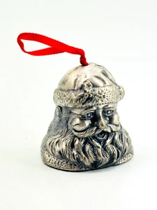 Vintage Metal Silvertone Santa Claus Christmas Ornament Decor Bell 2"x2"x2" L3 - Picture 1 of 6
