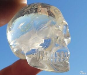 2.0" SMELTED QUARTZ Carved Crystal Skull, Realistic, Crystal Healing