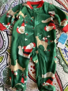 Carter's Green Santa Langarm Weihnachten 2-Wege Reißverschluss Vlies einteiliger Pullover Gr. 6M - Bild 1 von 20