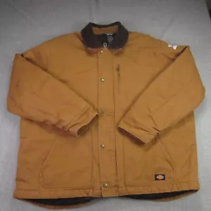 Dickies Work Jacket Mens XXL Brown Canvas Quilt Lined Duck Chore Coat - Picture 1 of 17