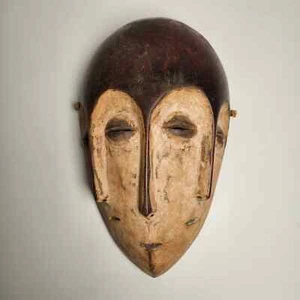 Lega handgeschnitzte Vintage afrikanische Holzmaske, Größe 15 Zoll h - Bild 1 von 5