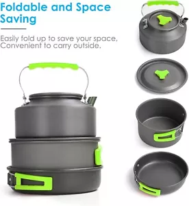 Portable Outdoor Camping Cookware Backpacking Hiking Cooking Pot Pans Equipment - Picture 1 of 7