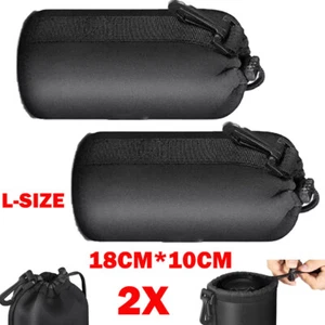 2x L DSLR Camera Len Pouch Case Bag Cover Neoprene For Canon Nikon Panasonic HOT - Picture 1 of 8