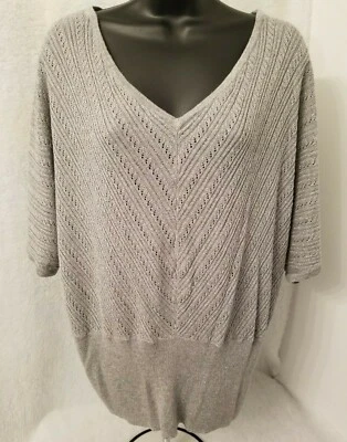 Lane Bryant Womens Sweater Shirt Top Size 14/16 14W/16W Gray Silver Striped - Image 1 of 4