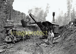 Bucyrus Steam Shovel, Winoche Log Co, at Montesano, Washington State  in 1921 - Picture 1 of 1