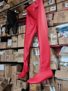 Kunstleder Hose Stiefel  VIELE FARBEN  Gr 40 - 47 RV, neu, flach Absatz, PL - Picture 1 of 17