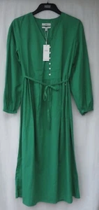 LADIES MARKS AND SPENCER MEDIUM GREEN LINEN RICH LONG SLEEVED MAXI DRESS SIZE 14 - Picture 1 of 7