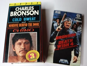 Charles Bronson VHS x4 Tape Lot Death Wish 4 Chino Cold Sweat behind door movies - Picture 1 of 8