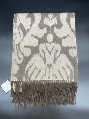 WILLIAMS SONOMA NOVEDAD ESTAMPADO JACQUARD CACHEMIR TIRO MARRÓN NUEVO CON ETIQUETAS Foto 1 de 3