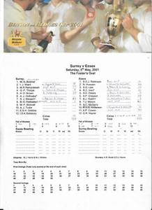 Cricket Scorecard 5 May 2001 - SURREY v. ESSEX (Benson & Hedges Cup) - Picture 1 of 1