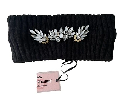 Juicy Couture black Headband Knit Ear Warmer Rhinestone New W/tag Ski Bling - Image 1 of 4