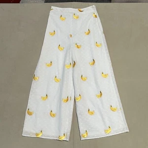 Pantaloni a gamba larga Show Me Your Mumu bianchi con banane ricamate taglia small nuovi con etichette - Foto 1 di 13