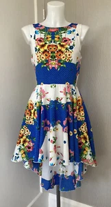 BNWOT New LOVE @ Topshop 'Fit N Flare' Floral Dipped Hem Midi Dress Fits size 8 - Picture 1 of 7