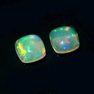 Natürlicher Äthiopischer Opal Edelstein 8 mm Polster Multi Feueropal 2,50 Karat ein Paar - Bild 1 von 2