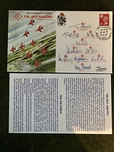 RAF Cover - 25th Anniversary, THE RED ARROWS, Flown & Signed by Full Team Kemble - Picture 1 of 6