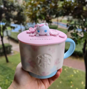 2024 Hot Starbucks Cup Spring Pink Sakura Ceramic Mug 350ml With Sakura Cat Lid