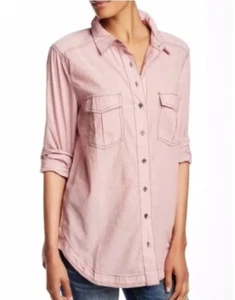 Free People Last Chance Button Down Long Sleeve Shirt Rose Pink NWT Size S $98 - Picture 1 of 8