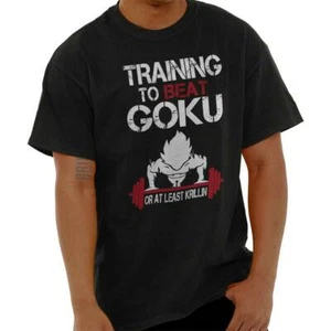 Anime Gym Workout Training to Beat Krillin Mens Casual Crewneck T Shirts Tees - Picture 1 of 10