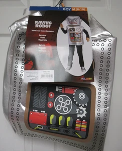 Juego de 2 piezas de chaleco tocado Silver Raving Robot disfraz de Halloween niño talla 8-10 nuevo - Imagen 1 de 6
