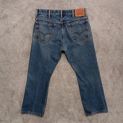 Levis  517 Men's Denim Blue Jeans Hemmed Measures 32x26 Gently Used Bootcut - Image 1 of 4
