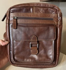 Jack Georges Brown Large Leather Crossbody Bag Concealed Carry Handbag Purse EUC - Picture 1 of 9