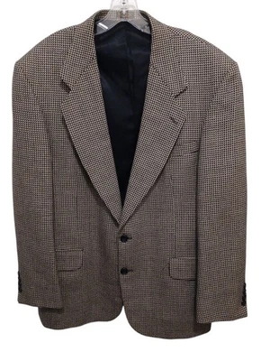 Oscar De La Renta Houndstooth Blazer 尺寸 48 棕色羊毛运动外套优雅设计师 — 第 1/4 张图片