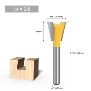 Broca de enrutador de cola de milano de 5/8" de diámetro de 1/4" de vástago de 2 piezas - Imagen 1 de 7