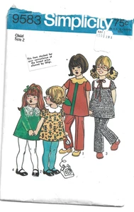Simplicity 9583 Childs Dress & Pants Sewing Pattern Size 2 Vintage 1971 - Picture 1 of 1