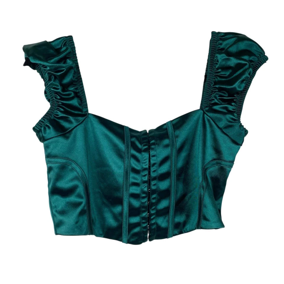 Top corsé de satén verde talla L Charlotte Russe Milkmaid Whimsigoth Goblin para mujer Foto 1 de 4