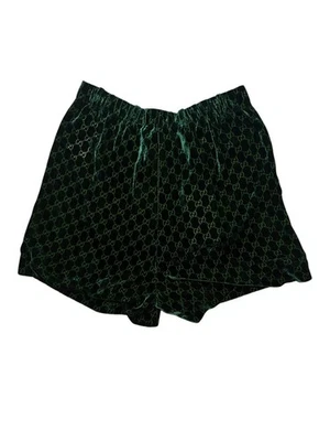 Gucci Velvet Devore Women Shorts Black Green GG Monogram-Size 38-NWT - Image 1 of 4