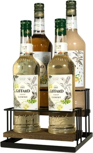 Portabottiglie per Sciroppo Di Caffè, Legno Rustico E Filo Metallico Nero, a 2 R - Foto 1 di 12