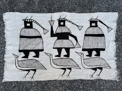 Tapiz de barro africano vintage Senufo pintado a mano tela Korhogo textil Foto 1 de 4