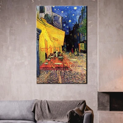 Van Gogh Café Terrace Canvas | Starry Night Style Wall Art | Classic Home Decor