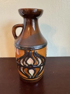 Strehla Keramik DDR Fat Lava erhaben florales Design glasierte Keramik Kanne 7" - Bild 1 von 6