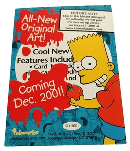 Simpsons Mania Promo Trading Card #SD2001 (Inkworks 2001) #835 - Picture 1 of 2