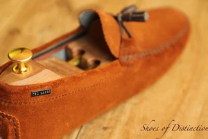 Ted Baker Tasselled Tan Brown Suede Leather Shoes Loafers Mens UK 8 E US 9 EU 42 - Picture 1 of 12