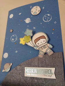 MFT Customise Color Handmade Slider Card Cute Spaceman UniverseDesign 3DCartoon - Picture 1 of 14